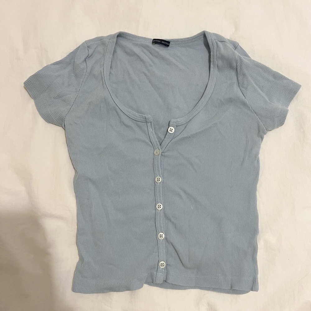 Brandy Melville Light Blue Ribbed Zelly Top
